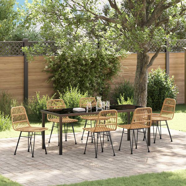 vidaXL Set da Pranzo per Giardino 7 pcs Marrone