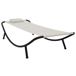 vidaXL Lettino da Giardino Crema 200x90 cm in Acciaio