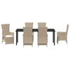 vidaXL Set da Pranzo per Giardino con cuscino 7 pcs Beige polyrattan