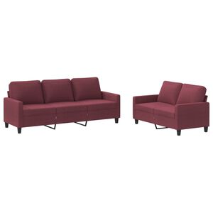 vidaXL Set di Divani 2 pz con Cuscini Rosso Vino in Tessuto