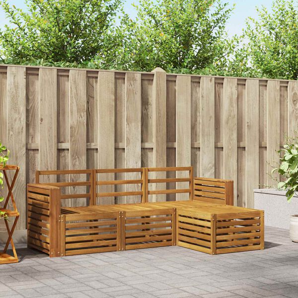 vidaXL Set divani 4 pcs Naturale Legno di Acacia Massello