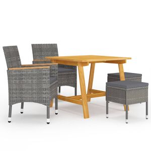vidaXL Set Mobili da Pranzo per Giardino 5 pz Grigio