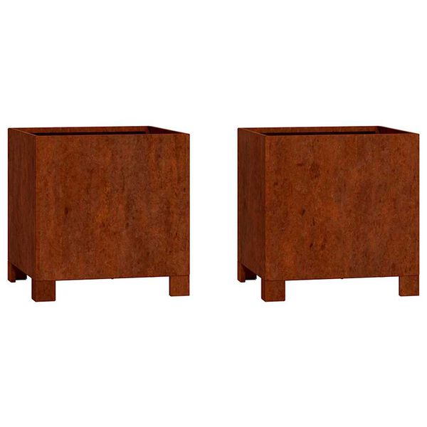 vidaXL Fioriere con Gambe 2pz Ruggine 30x30x30 cm Acciaio Corten