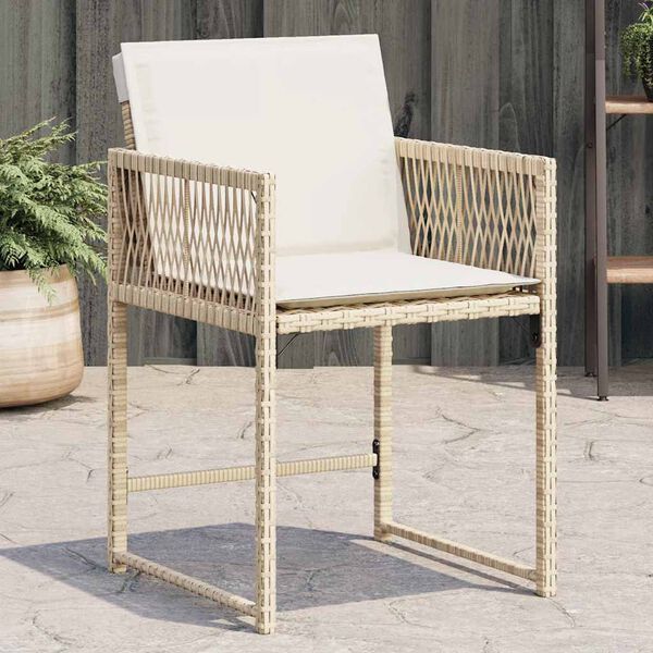 vidaXL Sedie da Giardino con Cuscini 4 pz Beige in Polyrattan