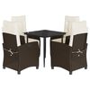 vidaXL Set da Pranzo da Giardino 5pz con Cuscini in Polyrattan Marrone