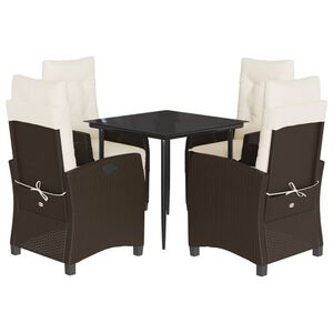 vidaXL Set da Pranzo da Giardino 5pz con Cuscini in Polyrattan Marrone