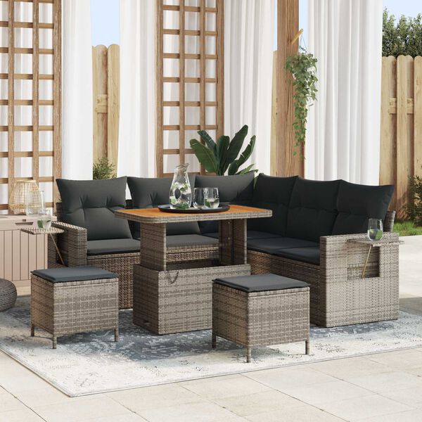 vidaXL Set Divano da Giardino 8 pcs Grigio polyrattan