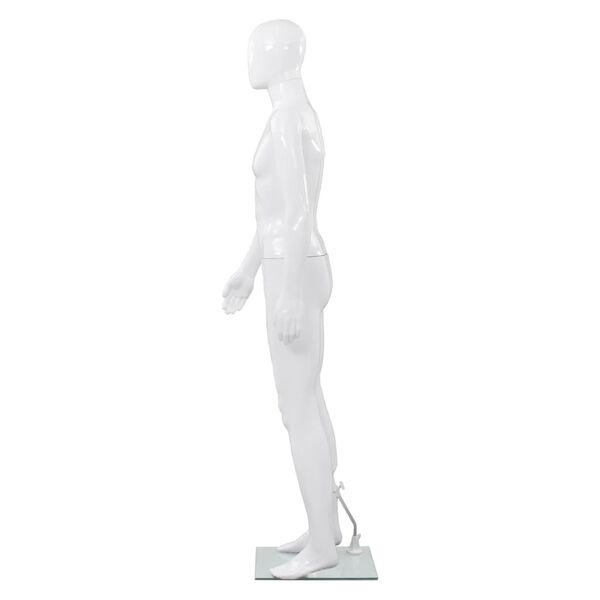 vidaXL Manichino Uomo Figura Intera Base in Vetro 185 cm Bianco Lucido
