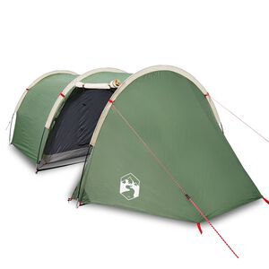 vidaXL Tenda da Campeggio a Tunnel per 4 Persone Verde Impermeabile