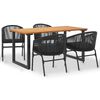 vidaXL Set da Pranzo da Giardino 5 pz in Legno Acacia e Rattan PVC