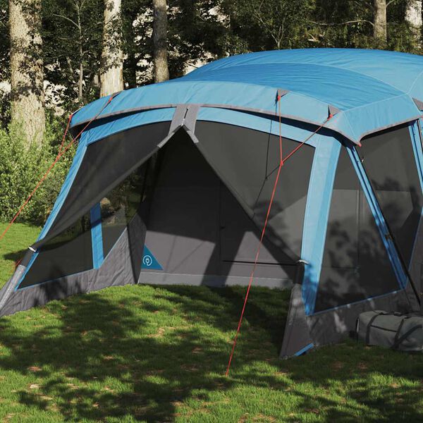 vidaXL Tenda da Campeggio con Portico per 4 Persone Blu Impermeabile