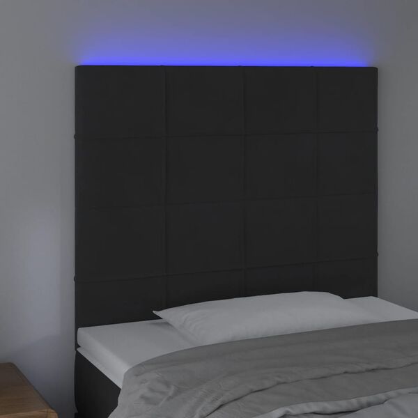 vidaXL Testiera a LED Nera 80x5x118/128 cm in Velluto