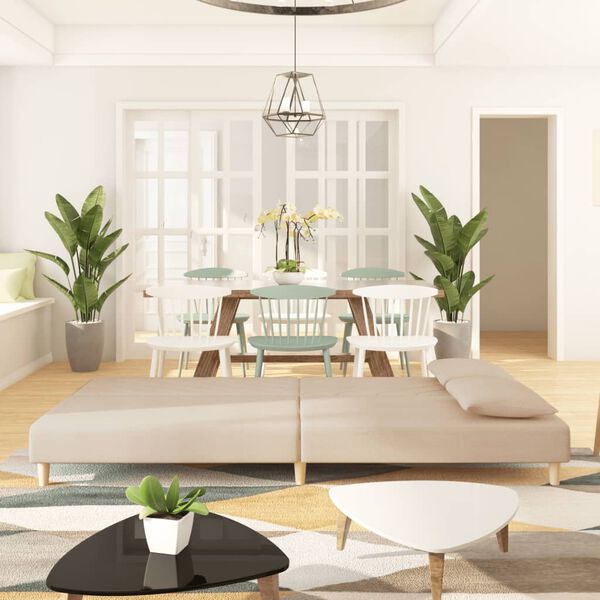 vidaXL Divano Letto a 2 Posti con 2 Cuscini Crema in Tessuto