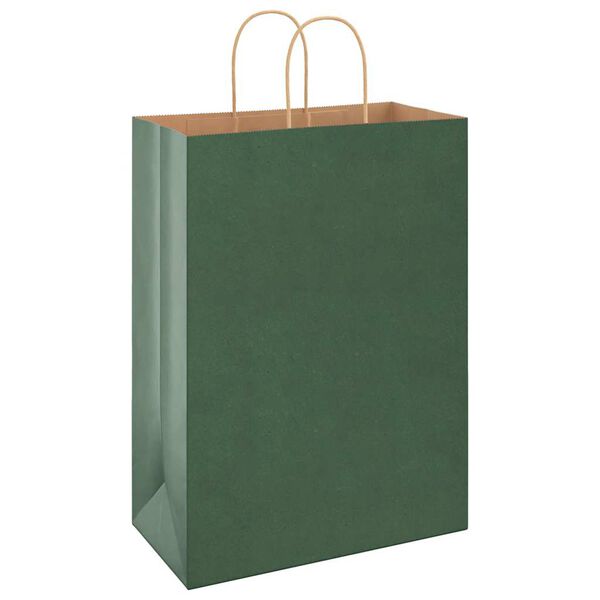 vidaXL Sacchetti di Carta 250 pz con Manici Verdi 32x17x44 cm