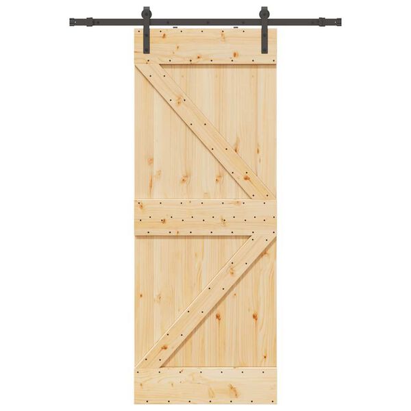 vidaXL Porta Scorrevole con Set Hardware 80x210 cm Legno Massello Pino