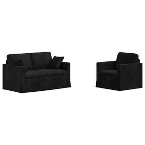 vidaXL Set di divani 2 pz Nero Velluto