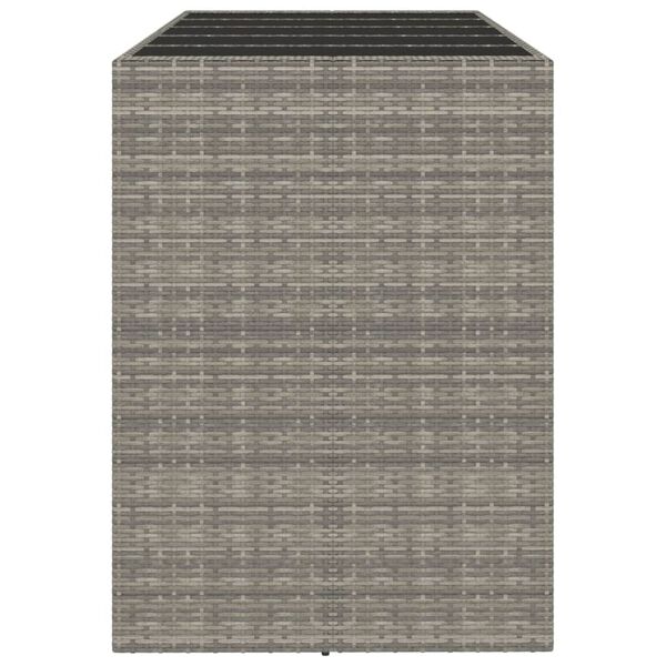vidaXL Tavolo da Bar con Piano in Vetro Grigio 185x80x110cm Polyrattan
