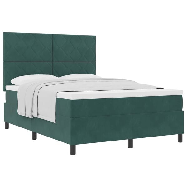 vidaXL Letto a molle con materasso Verde Scuro 140 x 190 cm Velluto