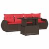 vidaXL Set Divani da Giardino 5 pz con Cuscini Marrone in Polyrattan