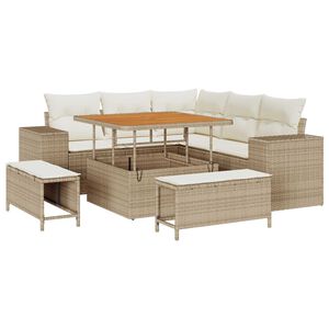 vidaXL Set Divano da Giardino con cuscino 8 pcs Beige polyrattan