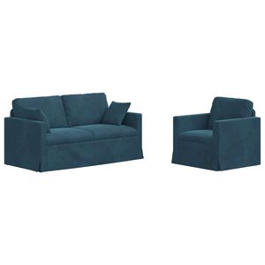 vidaXL Set di divani 2 pcs Blu 158 x 78 x 80 cm Velluto