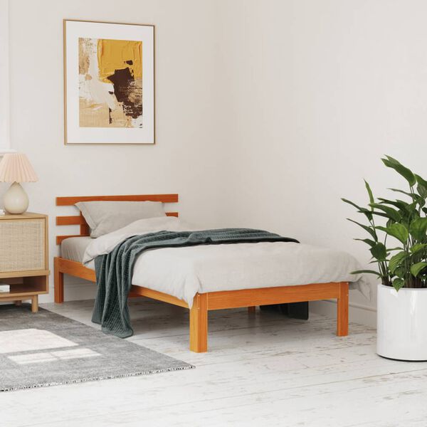 vidaXL Letto senza Materasso Marrone Cera 75x190 cm in Legno di Pino