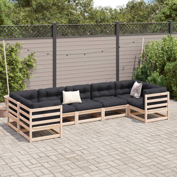 vidaXL Set Divani da Giardino 7 pz con Cuscini Legno Massello di Pino