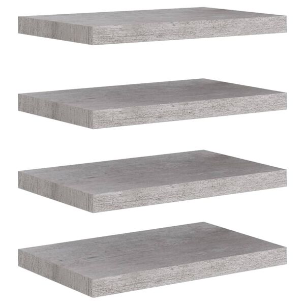 vidaXL Scaffali a Parete 4 pz Grigio Cemento 50x23x3,8 cm in MDF