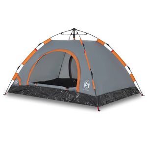 vidaXL Tenda Campeggio 3 Persone Grigio e Arancione a Rilascio Rapido