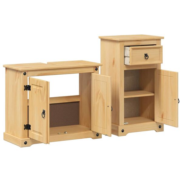 vidaXL Set Mobili da Bagno 2 pz Corona in Legno Massello di Pino