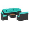 vidaXL Set Divani da Giardino 9 pz con Cuscini Nero in Polyrattan