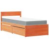 vidaXL Letto Cassetti e Materasso Marrone Cera 90x190cm Massello Pino