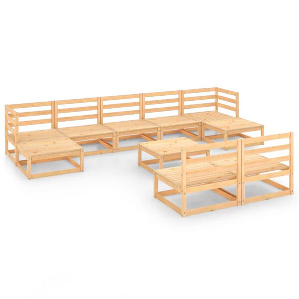 vidaXL Set Divani da Giardino 10 pz in Legno Massello di Pino