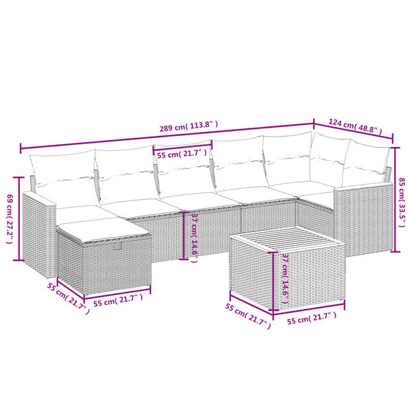 vidaXL Set Divani da Giardino con Cuscini 7pz Nero Polyrattan