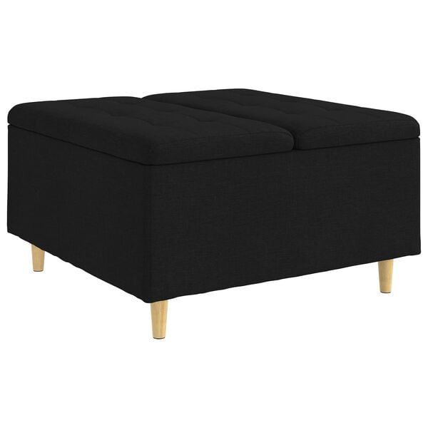 vidaXL Pouf contenitore con cuscino Nero 80 x 80 x 45 cm Tessuto
