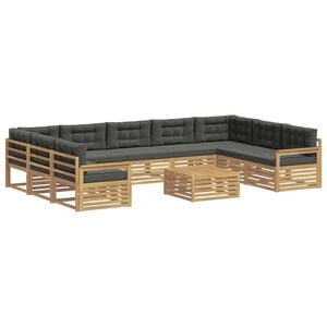 vidaXL Set di divani da esterno 10 pz Bianco e Antracite