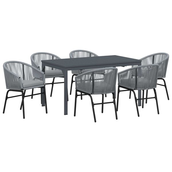vidaXL Set da Pranzo per Giardino 7 pcs Grigio Poly Rattan