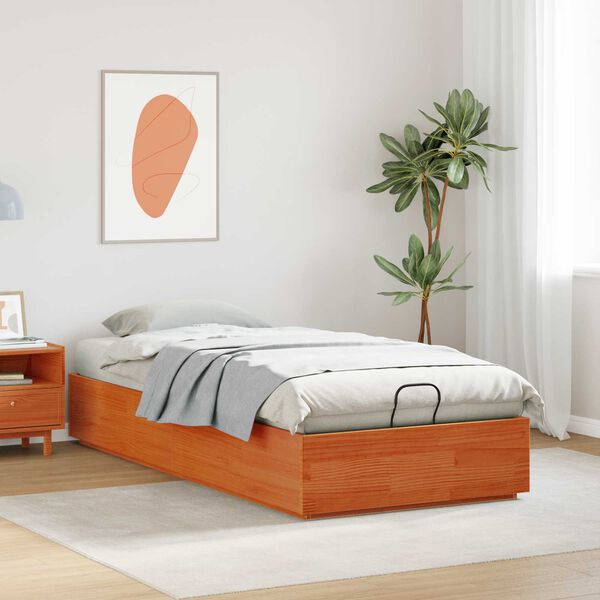 vidaXL Letto ottomano Marrone Cera 80 x 200 cm Legno di pino massiccio