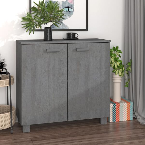 vidaXL Credenza HAMAR Grigio Scuro 85x35x80 cm Legno Massello di Pino