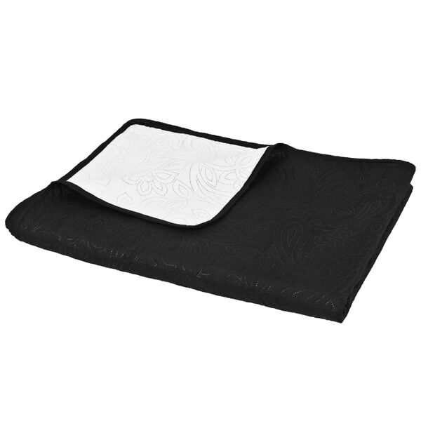vidaXL Copriletto Double-Face Trapuntato 230x260 cm Nero e Bianco