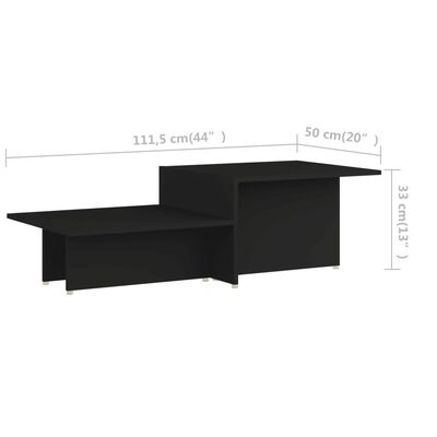 vidaXL Tavolino da Salotto Nero 111,5x50x33 cm in Legno Multistrato