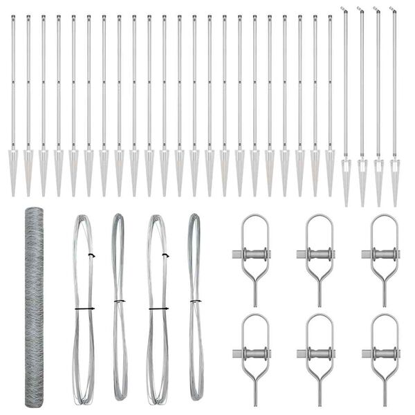 vidaXL Palo della recinzione Argento 50 x 1,6 m (rete da 50 mm)