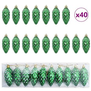 vidaXL Palla di pino di Natale 40 pz Verde 4 x 9 cm Plastica