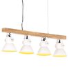 vidaXL Lampada a Sospensione Industriale Bianca E27 Legno di Mango