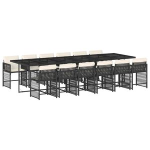 vidaXL Set da Pranzo da Giardino 13pz con Cuscini Nero in Polyrattan