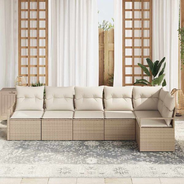 vidaXL Set di divani 6 pcs Beige polyrattan