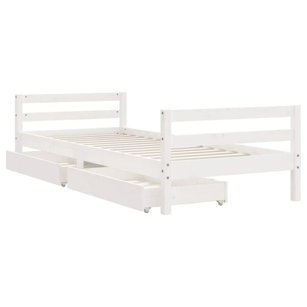 vidaXL Giroletto Bambini con Cassetti Bianco 90x190 cm Massello Pino