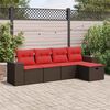 vidaXL Set Divano da Giardino 5 pz con Cuscini Marrone in Polyrattan