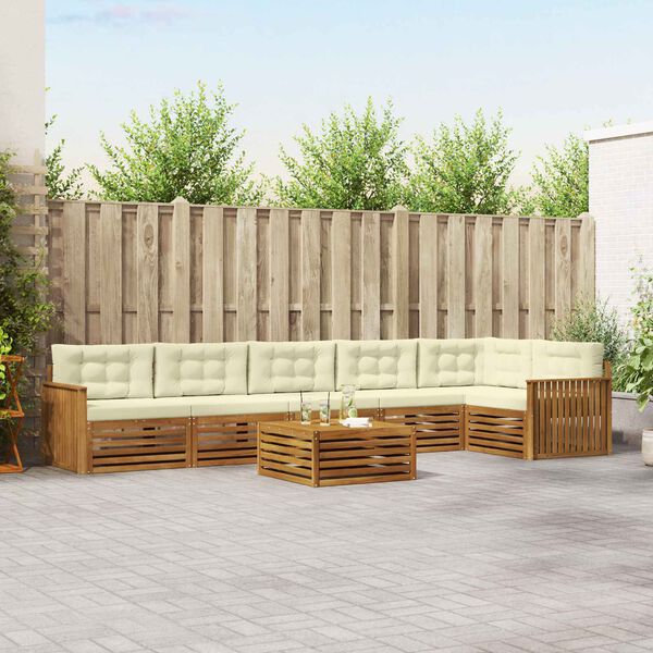 vidaXL Set di divani da esterno con cuscino 7 pcs Naturale e Crema