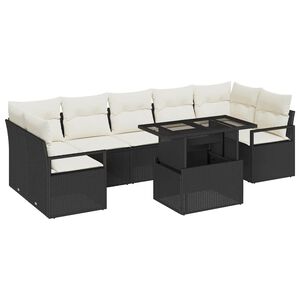 vidaXL Set Divano da Giardino 8 pcs Nero e crema polyrattan